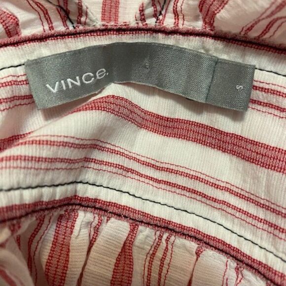 Vince Variegated Red/White stripe V-neck pullover top, size S/P - Picture 4 of 4